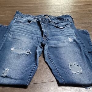 Women's Distressed Blue Jeans